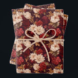 Bohemian burgundy beige flowers wrapping paper sheet<br><div class="desc">Bohemian burgundy beige flowers design.</div>