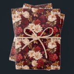 Bohemian burgundy beige flowers wrapping paper sheet<br><div class="desc">Bohemian burgundy beige flowers design.</div>