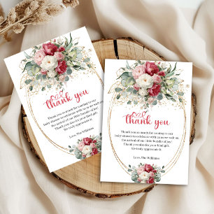 Bohemian Burgundy Blush Greenery Thank You Card