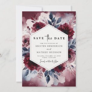 Bohemian Burgundy Wedding Save The Date