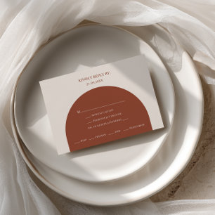 Bohemian Burnt Orange Arch Menu Choice RSVP Card