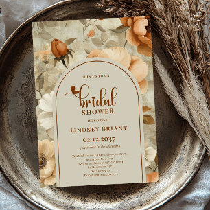 Bohemian Burnt Orange Floral Bridal Shower Invite