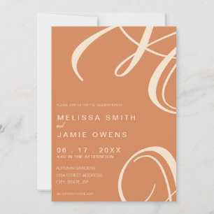 Bohemian Burnt Orange Modern Minimalist Wedding Invitation