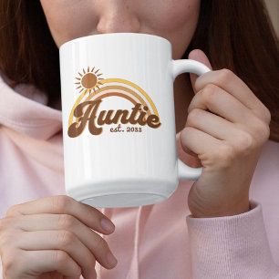 Bohemian Burnt Orange Rainbow Sun Auntie Retro Coffee Mug