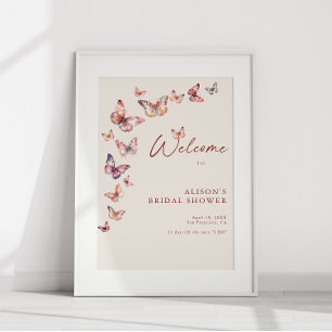 Bohemian Butterfly Bridal Shower Welcome Poster