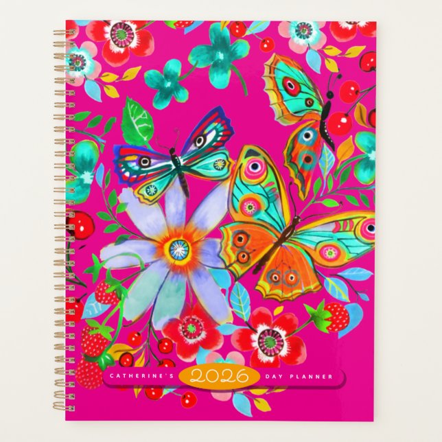 Bohemian Butterfly Floral 2026 Day Planner (Front)