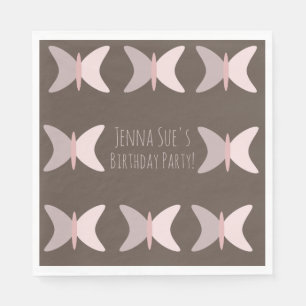 Bohemian Butterfly Pastel Pink Birthday Napkin