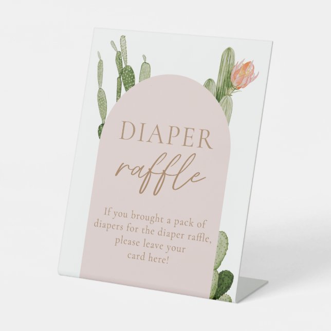 Bohemian Cactus Desert Diaper Raffle Sign (Front)