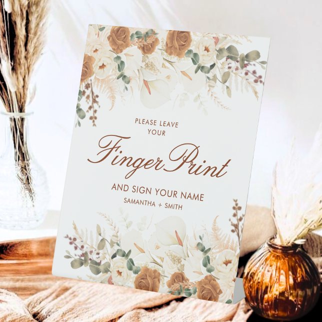 Bohemian Calla Lilies Fingerprint Guest Pedestal Sign (Creator Uploaded)