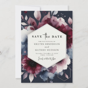 Bohemian Calligraphy Burgundy Save The Date