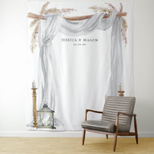 Bohemian Candles Wedding Arch Backdrop Photo Booth Tapestry