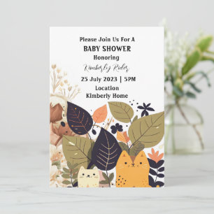Bohemian Cat Baby Shower Invitation