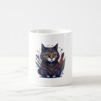 Bohemian Cat Whimsical Watercolor Art Print Coffee Mug