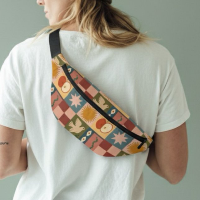 Bohemian Celestial Patchwork with Mystical Symbols Bum Bags (Creator Uploaded)