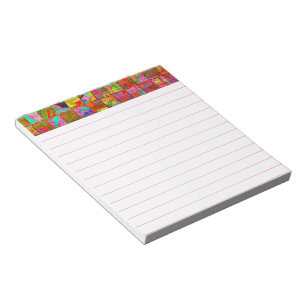Bohemian chequered floral notepad