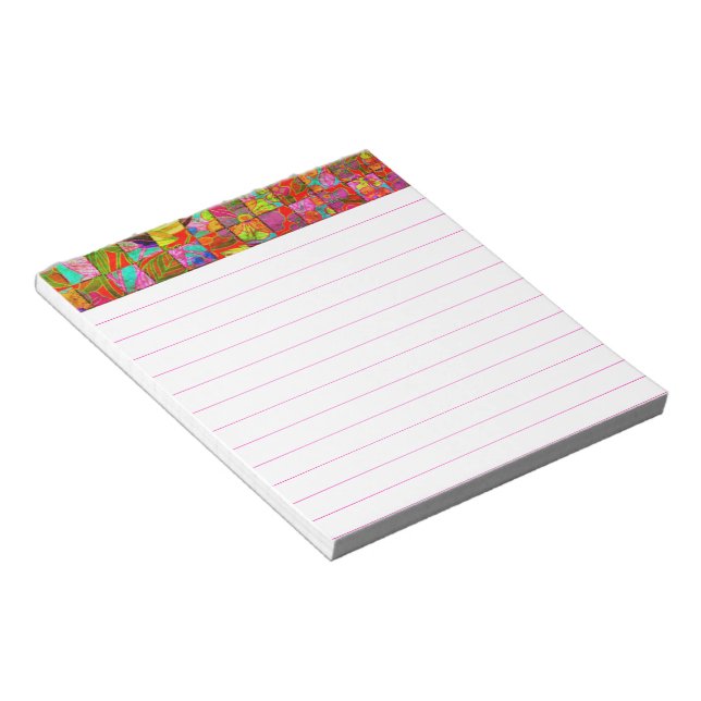 Bohemian chequered floral notepad (Angled)