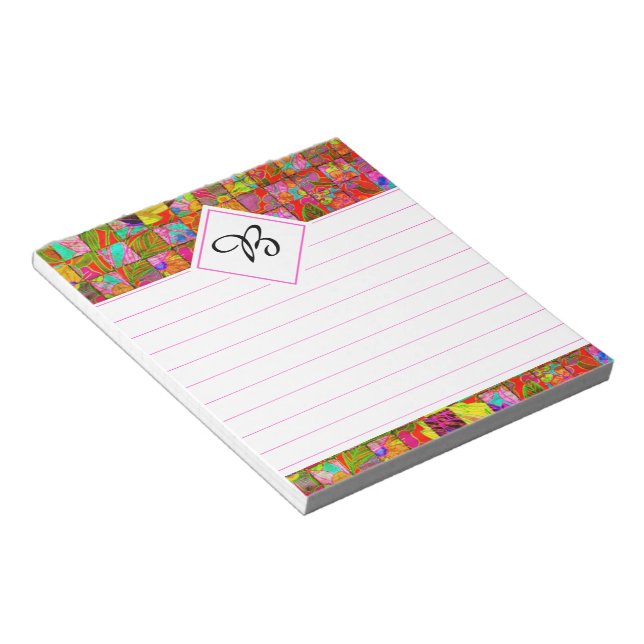 Bohemian chequered floral notepad (Angled)