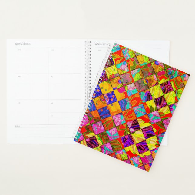 Bohemian chequered floral planner (Display)