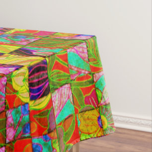 Bohemian chequered floral tablecloth