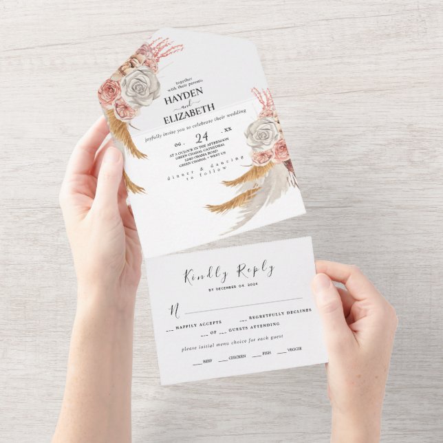 Bohemian Chic All InOne Wedding Invite Supplie (Tearaway)