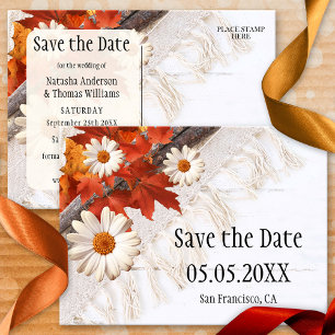 Bohemian Chic Fall Save the Date Postcard