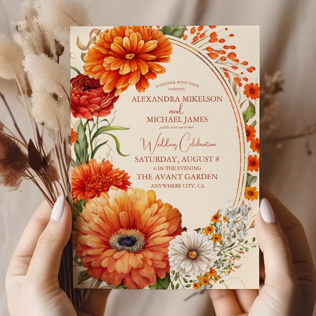 Bohemian Chic Floral Terracotta Wedding Invitation (Creator Uploaded)
