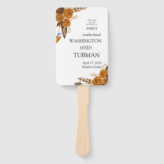 Bohemian Chic Floral Wedding Hand Fan (Front)