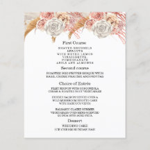Bohemian Chic Floral Wedding Menu Cards