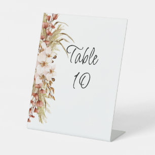 Bohemian Chic Floral Wedding Table Number Pedestal Sign