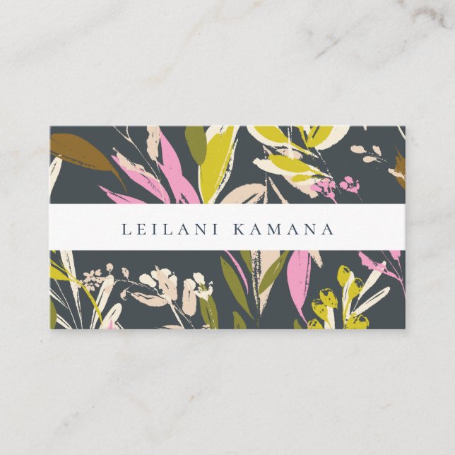 Bohemian Chic Foliage Pattern Business Card (Front)