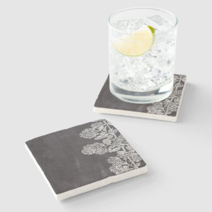 Bohemian Chic french country chalkboard botanical Stone Coaster