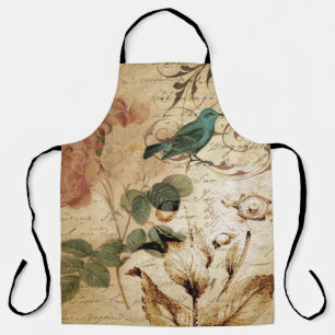 Bohemian chic Paris Scripts bird french botanical Apron