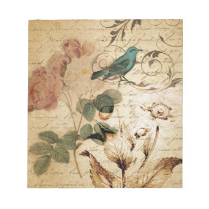 Bohemian chic Paris Scripts bird french botanical Notepad