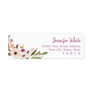 Bohemian Chic Purple Floral Return Address Labels