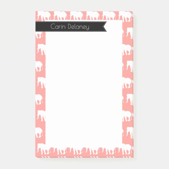 Bohemian Chic White Elephants | Personalised Post-it Notes (Front)