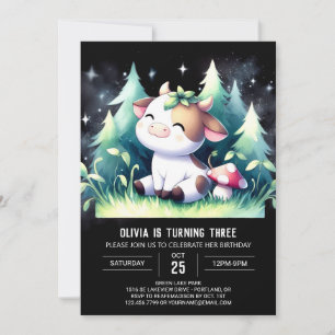 Bohemian Children Cow Birthday Invitation