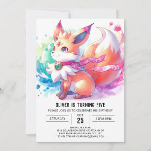 Bohemian Children Fox Birthday Invitation