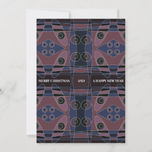 Bohemian Chintz 18 Purple Blue Black Christmas Holiday Card