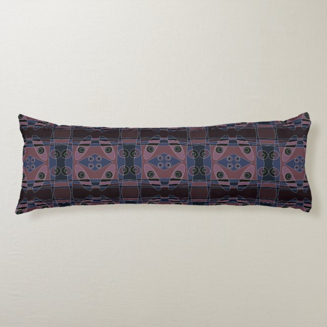 Bohemian Chintz 18 Purple Blue Black White  Body Cushion (Front)