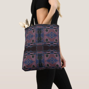 Bohemian Chintz 18 Purple Blue Black White  Tote Bag