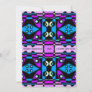 Bohemian Chintz 48 Purple Blue Black Christmas Holiday Card