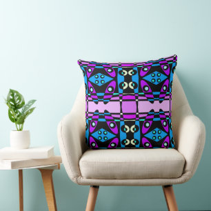 Bohemian Chintz 48 Purple Blue Black Cushion