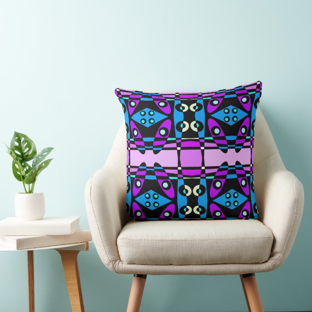 Bohemian Chintz 48 Purple Blue Black  Cushion (Chair)