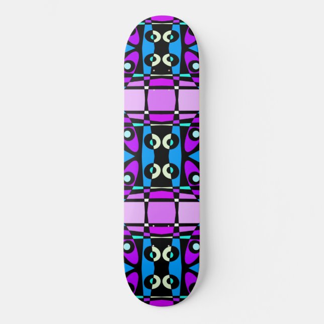 Bohemian Chintz 48 Purple Blue Black  Skateboard (Front)