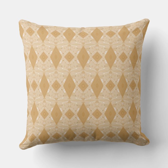 Bohemian Chintz Illustration Micro Caramel Cushion (Back)