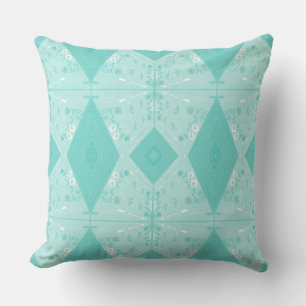 Bohemian Chintz Illustration Pastel Blue Cushion