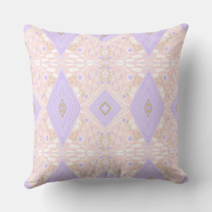 Bohemian Chintz Illustration Pastel Pink Lavender Cushion