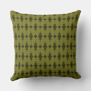 Bohemian Chintz Illustration S Olive Green Cushion