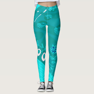 Bohemian Chintz Illustration Teal 1 Leggings