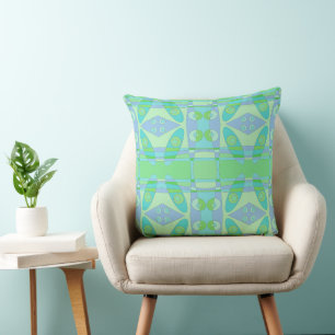 Bohemian Chintz New Lavender Turquoise Green Cushion